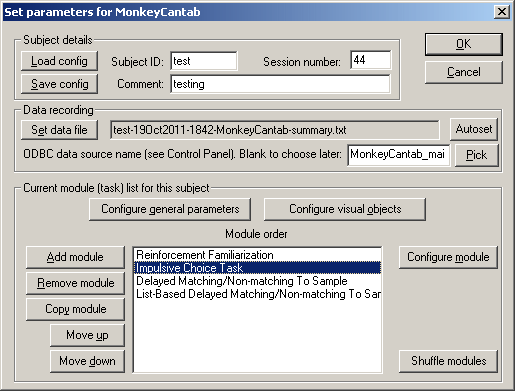 MonkeyCantab_Parameters